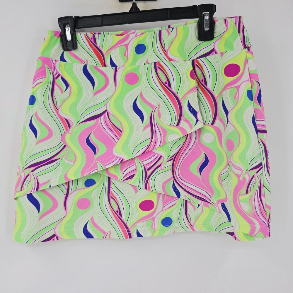 Tzu Tzu Skort Golf Tennis Multicolor Geometric Print‎ Stretch Athletic Women's M